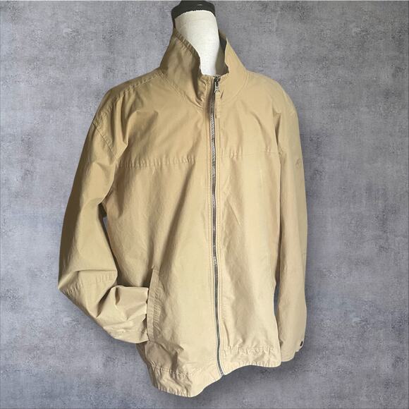 Timberland Khaki Tan Logo Fall Lightweight CASUAL Twill JACKET Mens XL - Picture 2 of 11